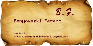 Benyovszki Ferenc névjegykártya